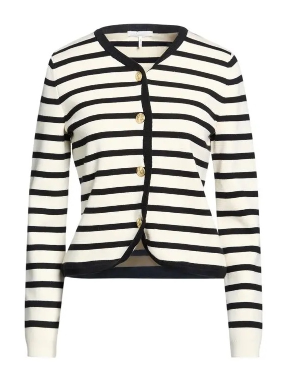 Rag & Bone Striped Button-Front Cardigan in Black & Cream